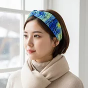 【HandStyle】髮箍 藝術印象派油畫筆觸扭結寬邊髮箍(38025) _星空