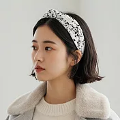 【HandStyle】髮箍 優雅復古水墨畫碎花打結寬邊髮箍(66025) _水墨畫白色