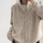 【衣途】寬鬆高領針織毛衣外套(KDCQ-B042) FREE 燕麥