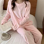 【AnZa】保暖法蘭絨居家休閒套裝(4色)       FREE 粉色