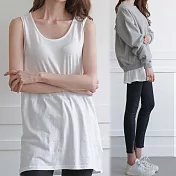 【AnZa】中大尺碼 四季純棉內搭打底長版背心(2色)      FREE 白色(A字擺)