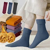 【AnZa】仿山羊絨加絨加厚保暖地板襪中筒襪(3入組)     B組(藍、紅、灰)