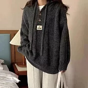 【AnZa】寬鬆連帽軟糯針織休閒毛衣(2色)        FREE 深灰