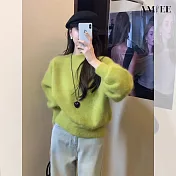 【AMIEE】溫柔軟糯毛絨針織毛衣(KDTQ-8635) FREE 綠色