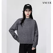 【AMIEE】無印百搭半高領針織毛衣上衣(KDTQ-8573) FREE 灰色