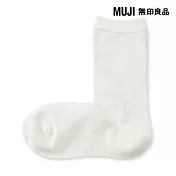 【MUJI 無印良品】女足口柔軟舒適直角襪23-25cm 柔白
