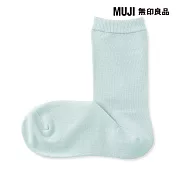 【MUJI 無印良品】女足口柔軟舒適直角襪23-25cm 淺藍