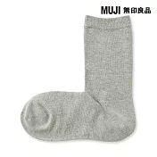 【MUJI 無印良品】女足口柔軟舒適直角襪23-25cm 灰色