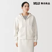 【MUJI 無印良品】女裏毛拉鍊連帽外套 S 柔白