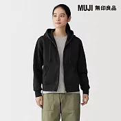 【MUJI 無印良品】女裏毛拉鍊連帽外套 S 黑色