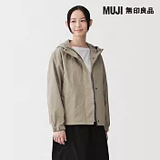 【MUJI 無印良品】女撥水加工可攜式連帽外套 S 灰棕