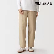 【MUJI 無印良品】女水洗棉舒適錐形褲 S 米色
