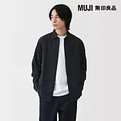 【MUJI 無印良品】男吉貝木棉混二重紗織長袖襯衫 S 黑色