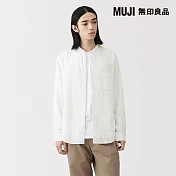 【MUJI 無印良品】男吉貝木棉混二重紗織立領長袖襯衫 S 白色