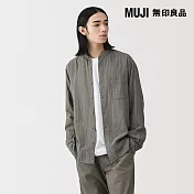 【MUJI 無印良品】男吉貝木棉混二重紗織立領長袖襯衫 S 灰色