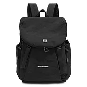 【Sayaka紗彌佳】極輕量0.3kg 都市漫步空氣感撞色抽繩 超輕量防潑 後背包 -黑色