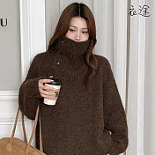 【衣途】歐美風高領修身針織毛衣上衣(KDTQ-B456) F 咖啡