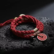 【HandStyle】手鍊 亮黃圓珠祈福守護寬版編織紅繩手鍊(76020) _紅繩x16手圍