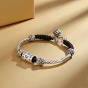 【HandStyle】手鍊 六字真言轉經筒蓮花黑繩開運手鍊(46090) _六字真言