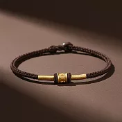 【HandStyle】手鍊 經典紅棕雙色真言轉筒好運編織手鍊(59065) _咖啡色x金線