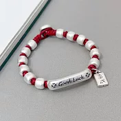 【HandStyle】手鍊 心想事成好事成雙幸運編織繩珠手鍊(31075) _紅繩