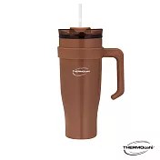 【THERMOcafe’ 凱菲】不銹鋼吸管保冷杯1200ml(TCHC-1200-BW)_摩卡棕