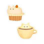 【日本EL COMMUN】軟綿綿貓 造型貼紙2入組 ‧ 咖啡時光