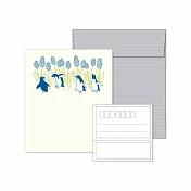 【日本EL COMMUN】動物x花卉活版印刷信封紙組 ‧ 企鵝x葡萄風信子