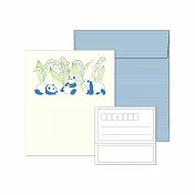 【日本EL COMMUN】動物x花卉活版印刷信封紙組 ‧ 熊貓x鈴蘭