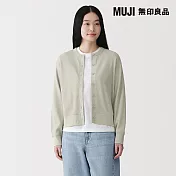 【MUJI 無印良品】女鬆餅紋圓領長袖開襟衫 XL 淺綠
