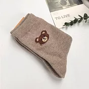 Kankoku韓國 毛絨棕熊大頭中筒襪 淺棕