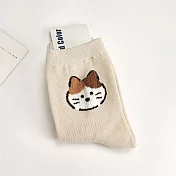 Kankoku韓國 立體毛絨絨小狗刺繡襪   米色