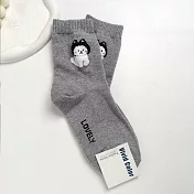 Kankoku韓國  立體毛絨絨動物戴帽刺繡襪 灰色