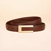 【HandStyle】皮帶 俐落百搭超質感金色金屬方扣女士皮帶(31095) _卡其色x100cm