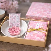 【日本香彩堂】櫻花線香 金彩友禪和紙禮盒 (線香10支+線香座+香盤+名片香)