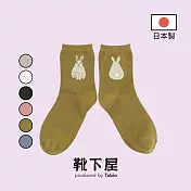 Tabio靴下屋〈立體兔尾中筒襪〉 73 黃綠色