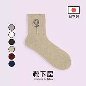 Tabio日本靴下屋〈小花刺繡中筒襪〉 20 米色