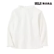 【MUJI 無印良品】幼兒彈性羅紋短領長袖T恤 80 柔白
