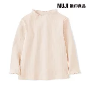 【MUJI 無印良品】幼兒彈性羅紋短領長袖T恤 80 淡桃紅