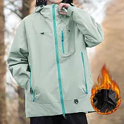 【AnZa】連帽衝鋒衣加厚保暖輕量外套 (多色)         M 淺豆綠