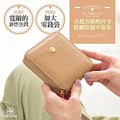CHENSON 6卡 ㄇ字拉鍊短夾(加大尺寸) (W26352-K) 祼膚色