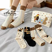 旺福狗貓開運好襪組(襪子組＋狗狗收納包) *4入臘腸狗棉襪組+收納包