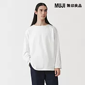 【MUJI 無印良品】男水洗粗織船領九分袖T恤 S 白色