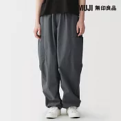 【MUJI 無印良品】女撥水加工多用途舒適寬版褲 S 灰白