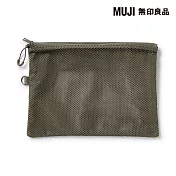 【MUJI 無印良品】聚酯纖維雙拉鍊袋 L /卡其
