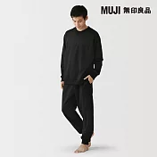 【MUJI 無印良品】男棉裏毛長袖家居睡衣 M 黑色