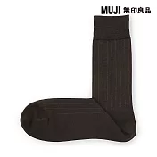 【MUJI 無印良品】男商務直角襪25-27cm 棕直紋