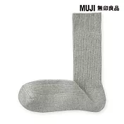 【MUJI 無印良品】男不易鬆脫羅紋直角襪25-27cm 灰色