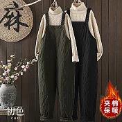 【初色】簡約平口幾何格紋拼接無袖背心式夾棉長褲寬褲連身褲-共2色-32438(M-2XL可選) M 綠色