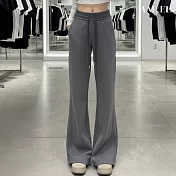 【AMIEE】韓版垂墜感顯瘦休閒闊腿褲(KDPQ-2140) M 深灰